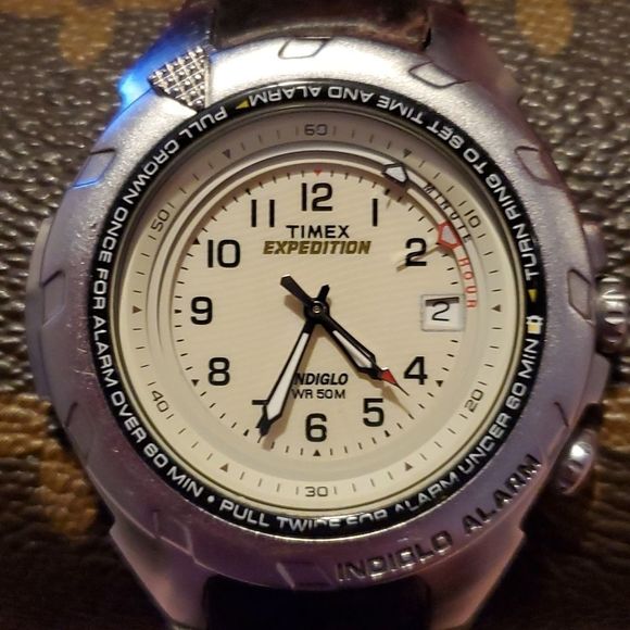 Timex Mens T47902 Expedition Indiglo Watch Analog Alarm Military Silver WR‎ 50m - Picture 1 of 11